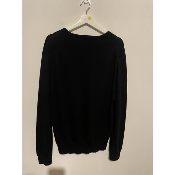 Express Men's Sweater Size XL V-neck Long Sleeve Modern Fit Fine Merino Wool Blk - Picture 4 of 4